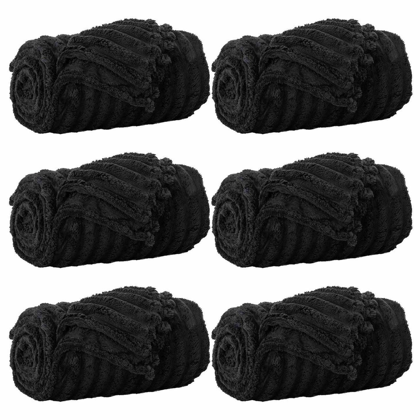 Throw Blankets 6 pcs Black 270 x 240 cm 10.96 kg Fleece