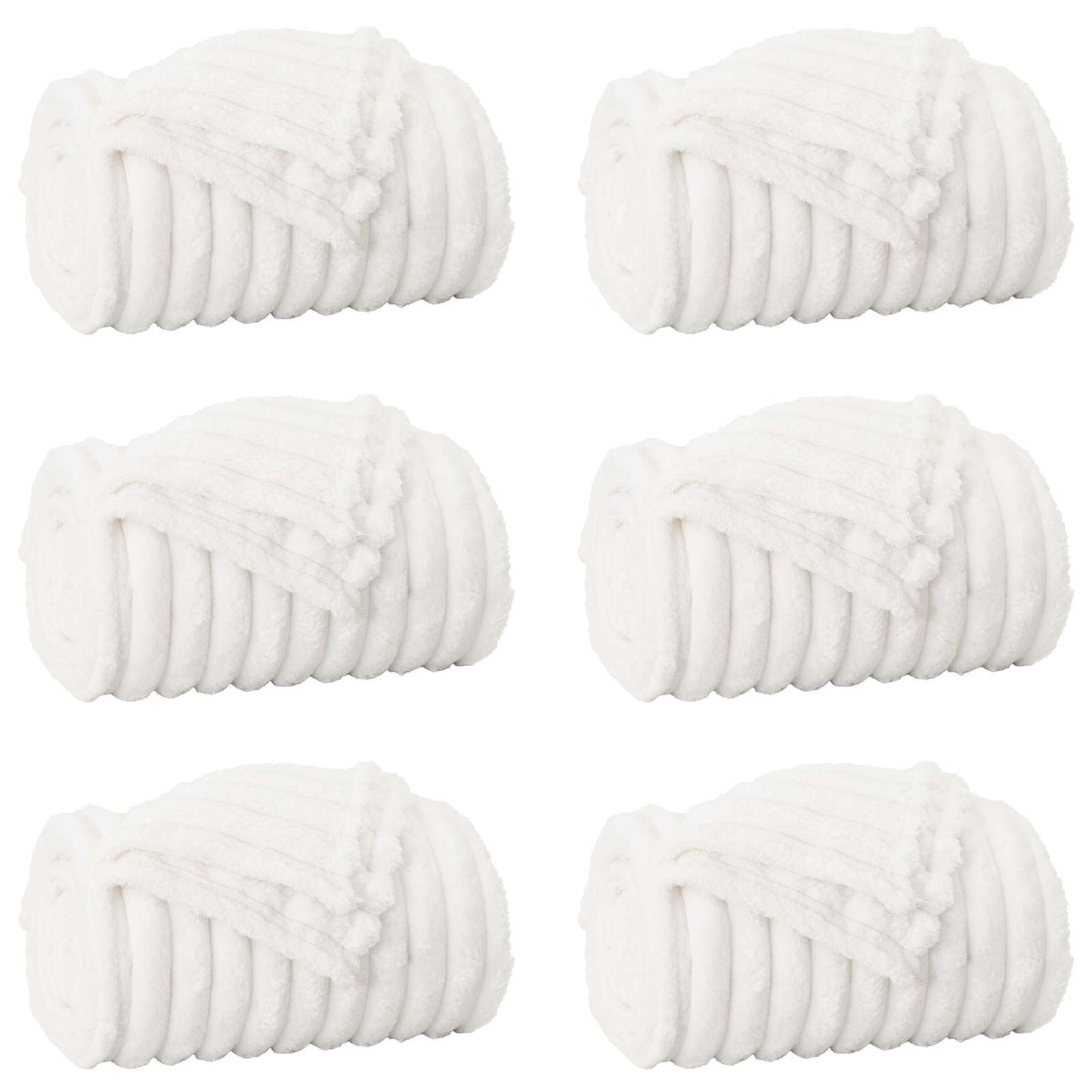 Throw Blankets 6 pcs White 150 x 130 cm 2.85 kg Fleece