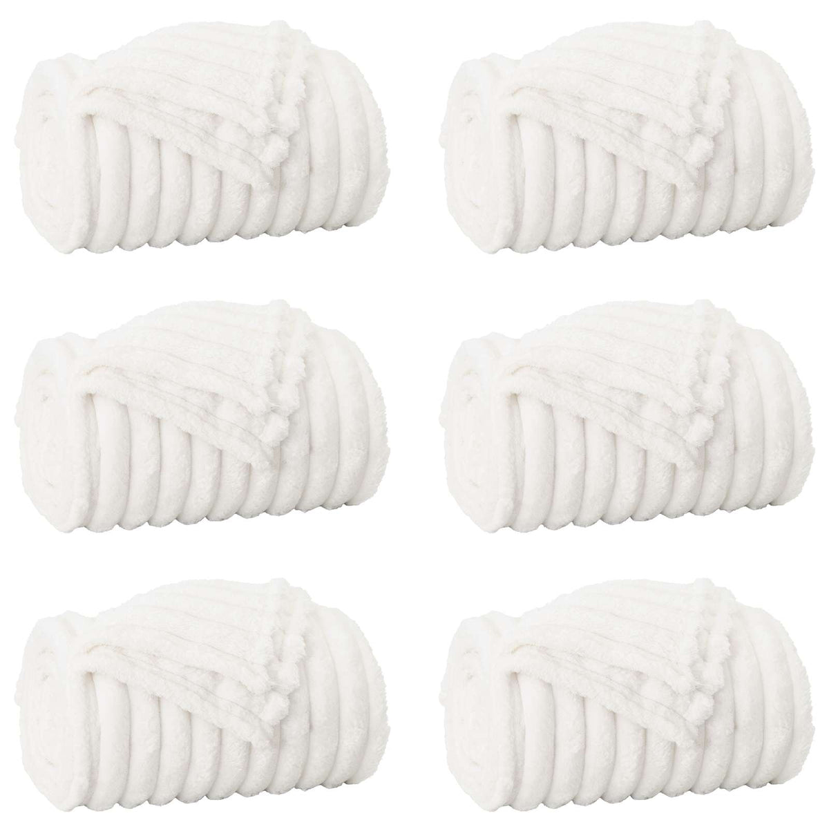 Throw Blankets 6 pcs White 240 x 220 cm 8.76 kg Fleece