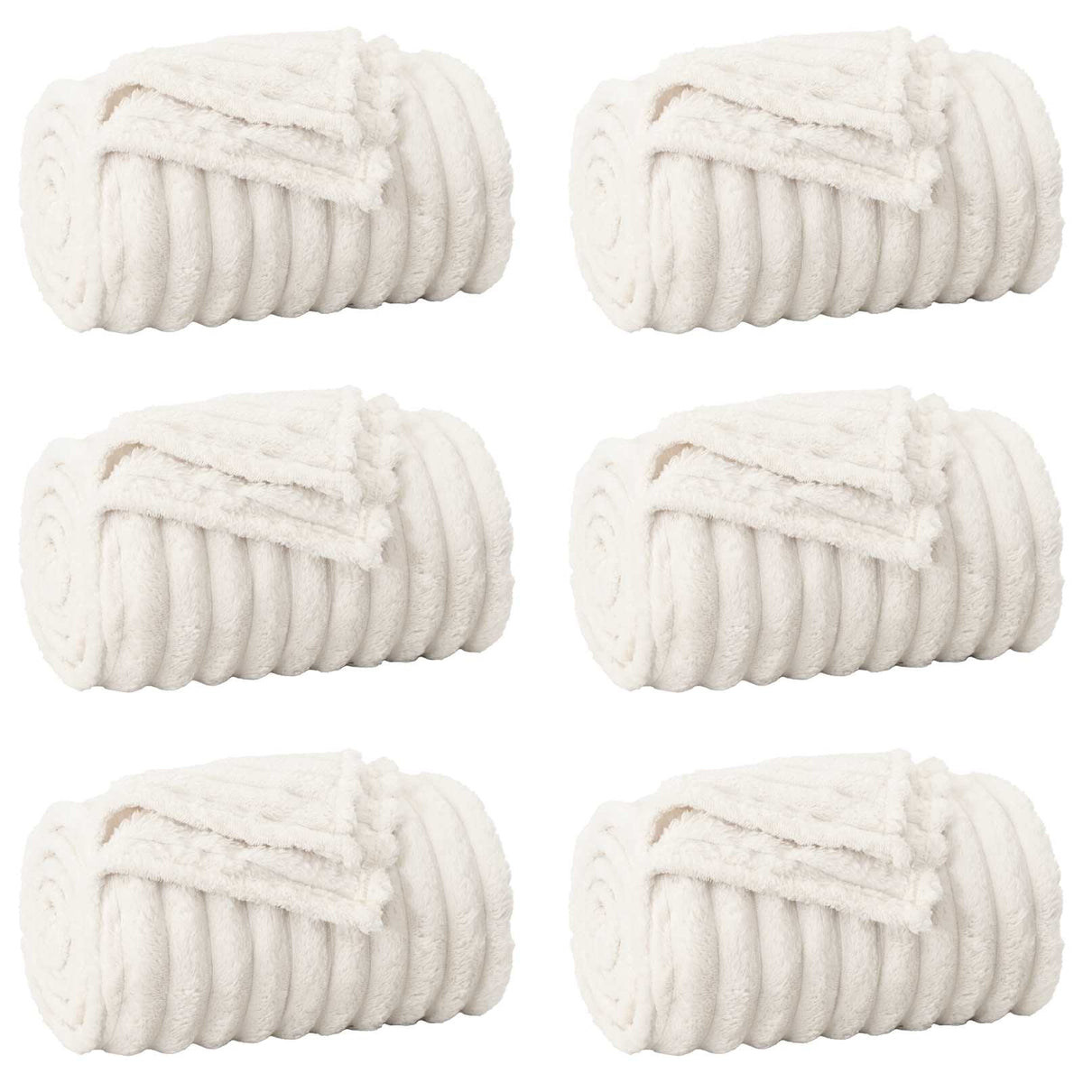 Throw Blankets 6 pcs Cream 200 x 150 cm 4.75 kg Fleece