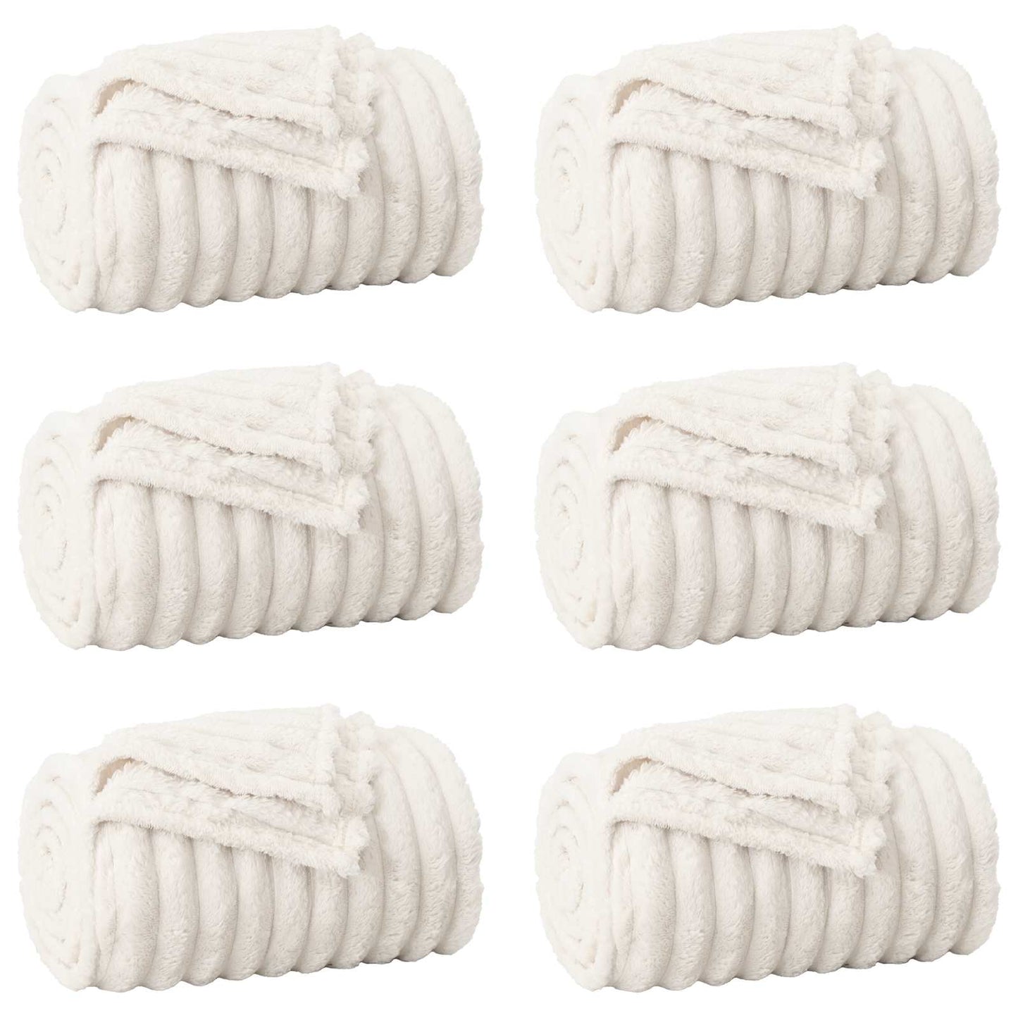 Throw Blankets 6 pcs Cream 270 x 240 cm 9.51 kg Fleece