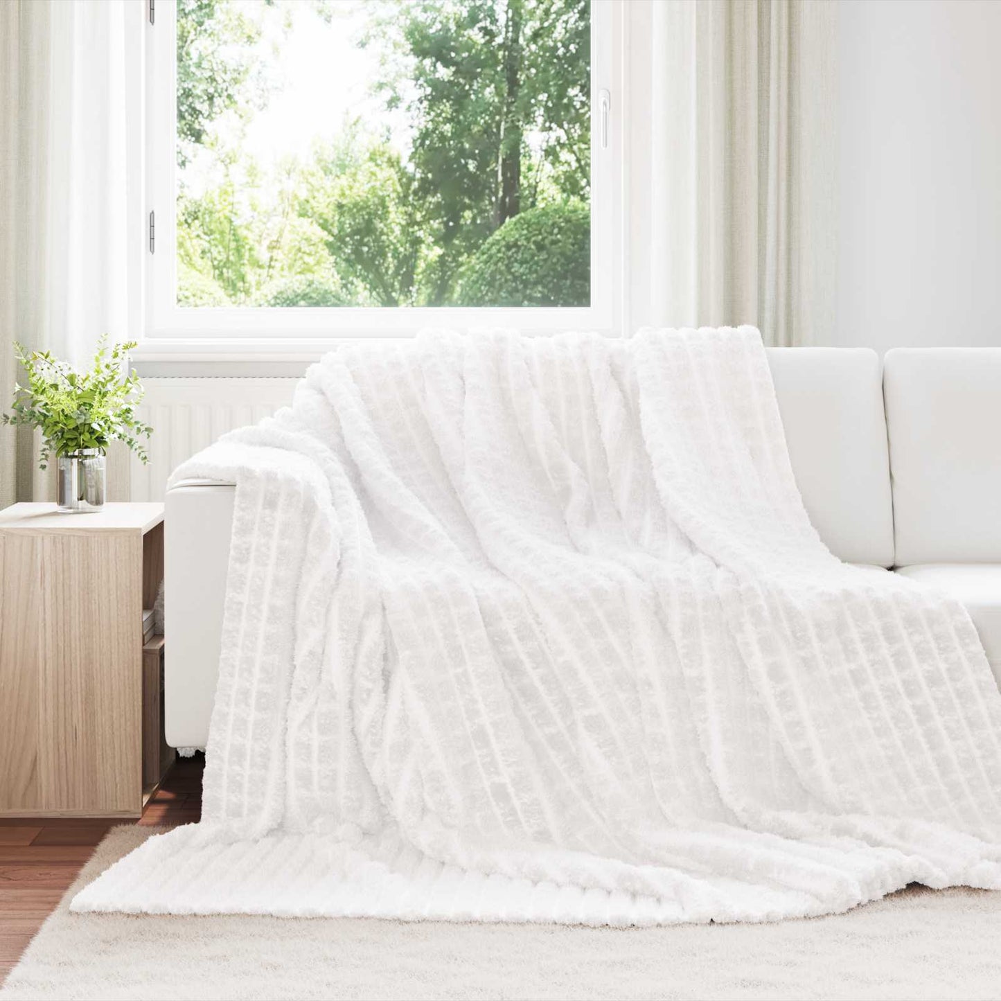Throw Blanket White 240 x 220 cm 1.37 kg Fleece