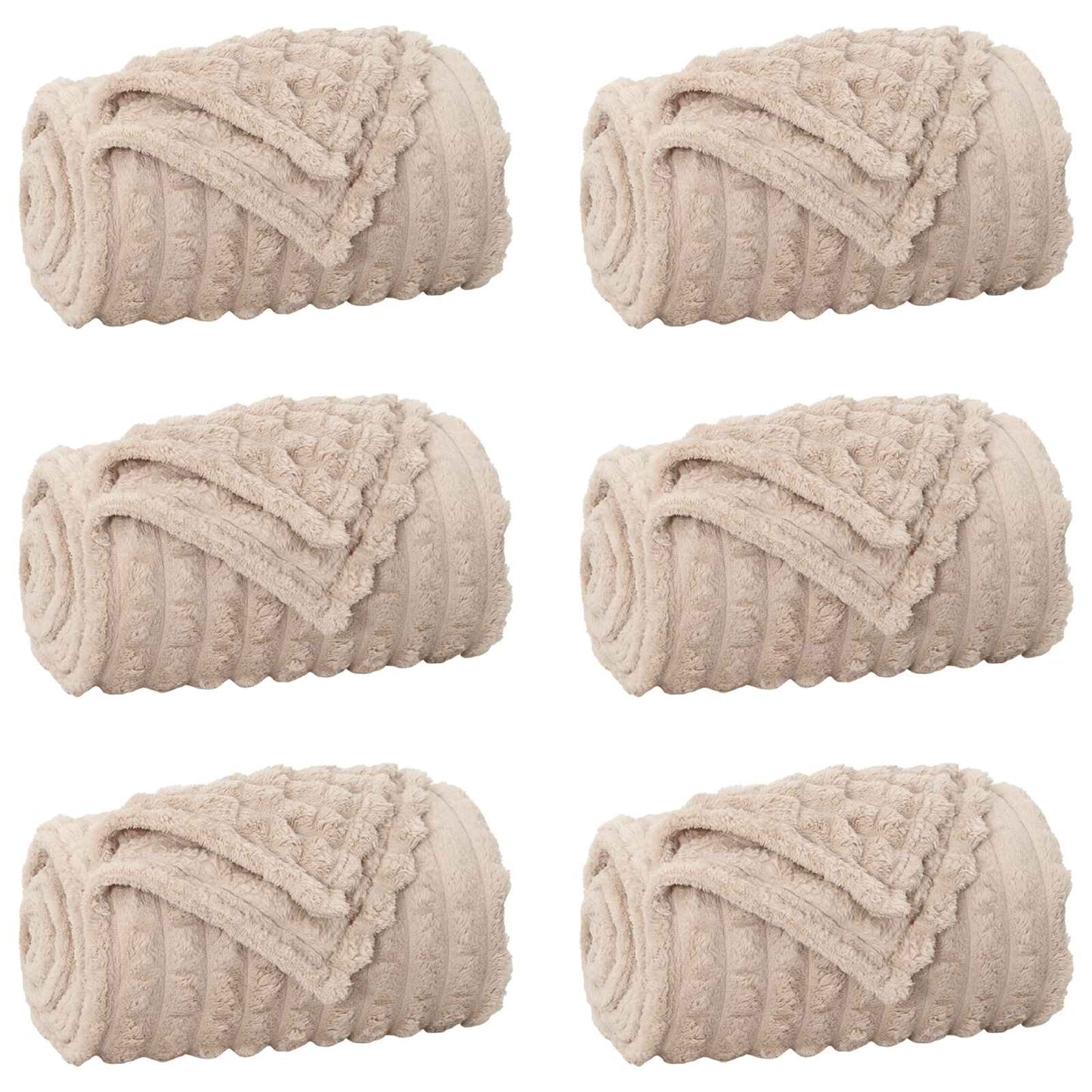 Throw Blankets 6 pcs Beige 270 x 240 cm 10.5 kg Fleece