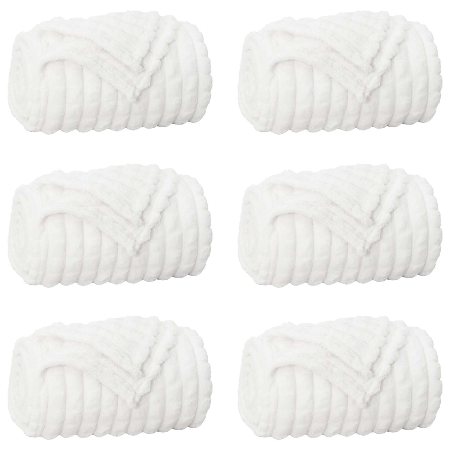 Throw Blankets 6 pcs White 150 x 130 cm 2.75 kg Fleece