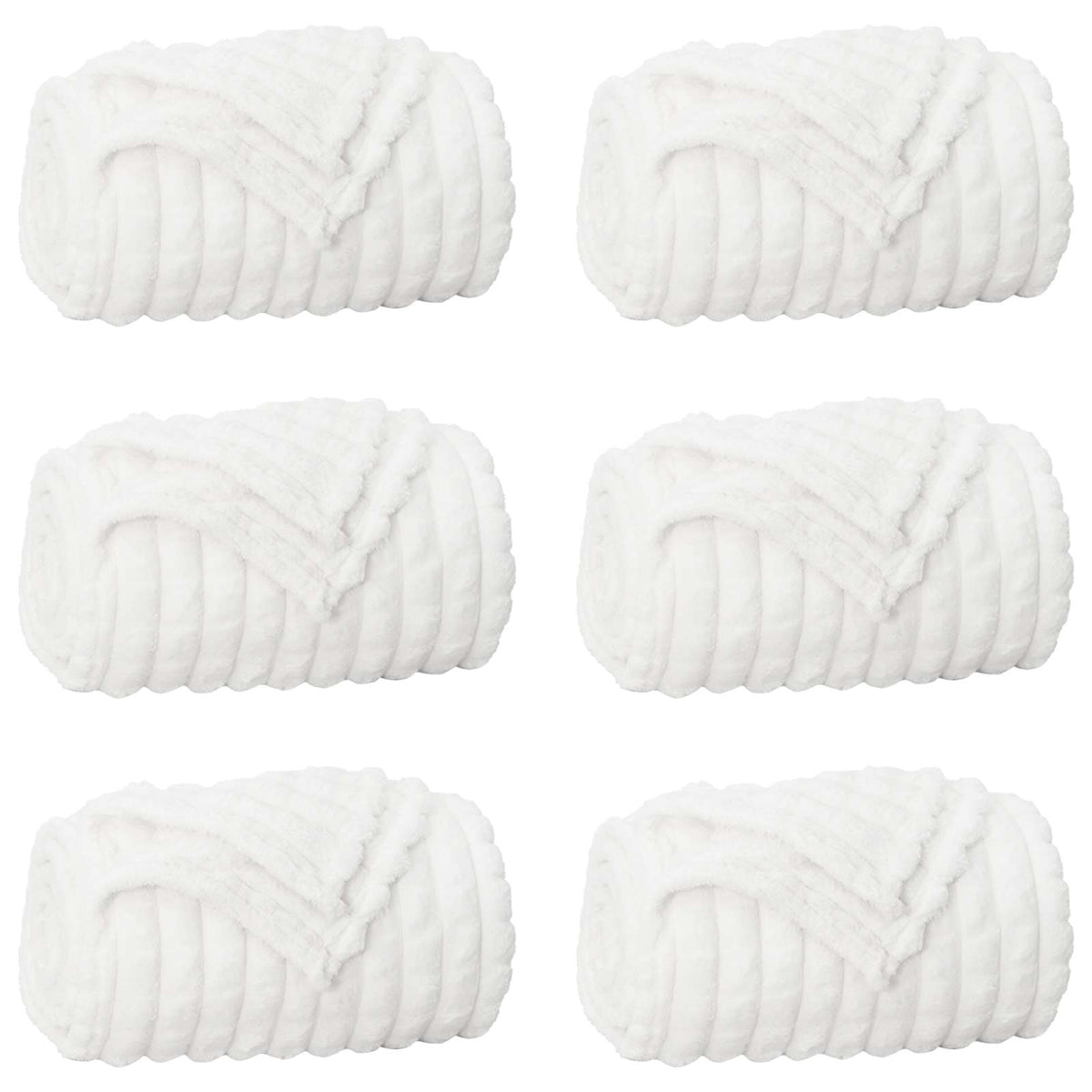 Throw Blankets 6 pcs White 240 x 220 cm 8.63 kg Fleece