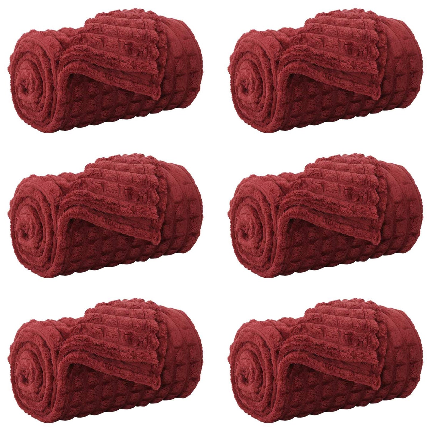 Throw Blankets 6 pcs Bordeaux Red 240 x 220 cm 8.63 kg Fleece