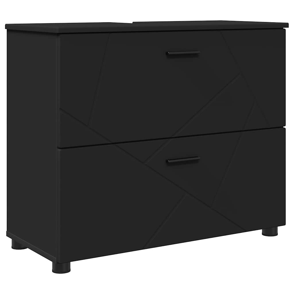 Bathroom Furniture Set 4 pcs Black Engineered Wood and Metal