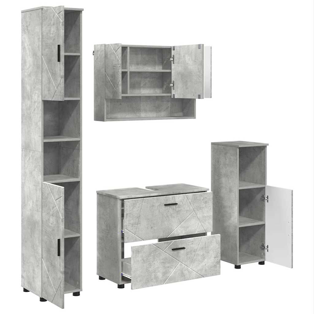 Bathroom Furniture Set 4 pcs Concrete Grey