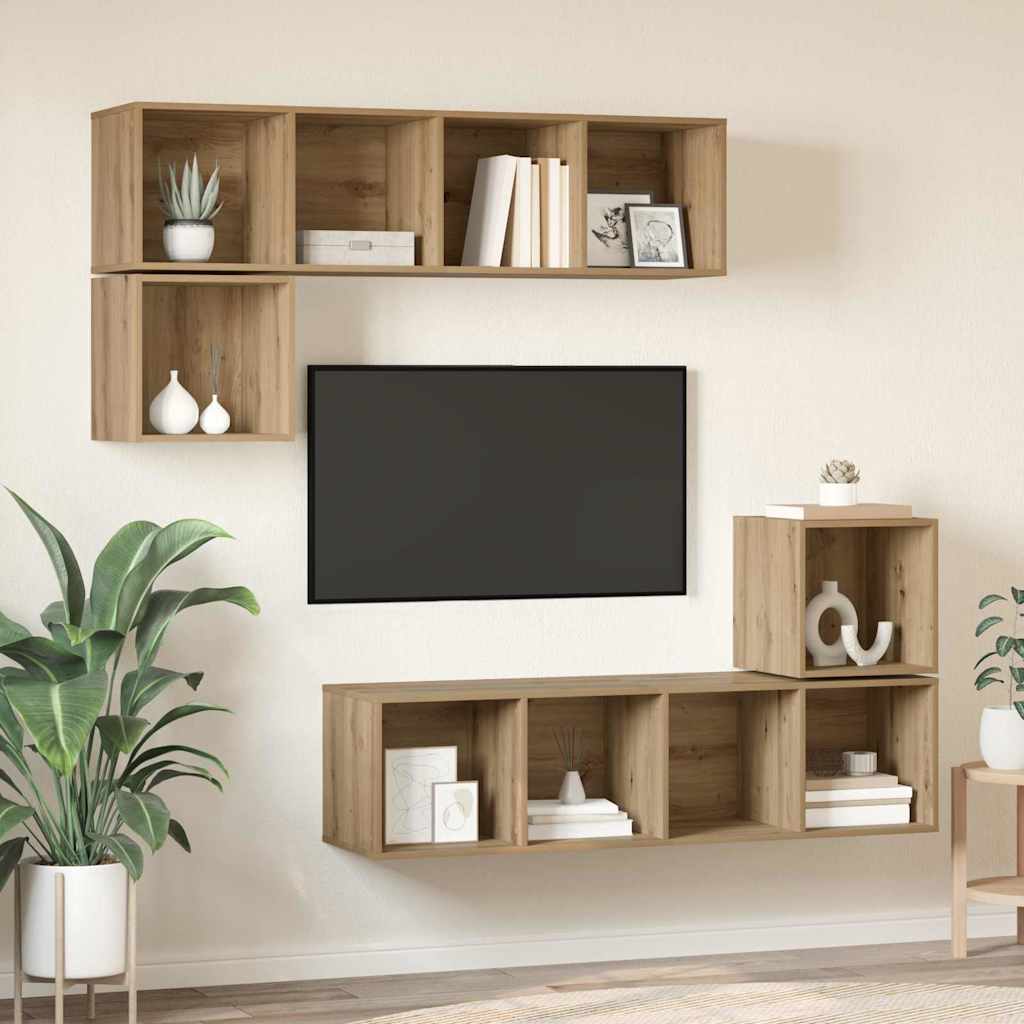 TV Cabinet Set 4 pcs 37 x 37 x 142.5 cm Artisan Oak