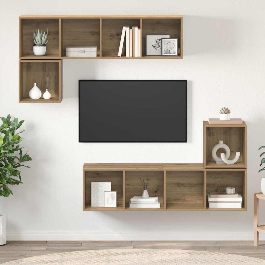 TV Cabinet Set 4 pcs 37 x 37 x 142.5 cm Artisan Oak