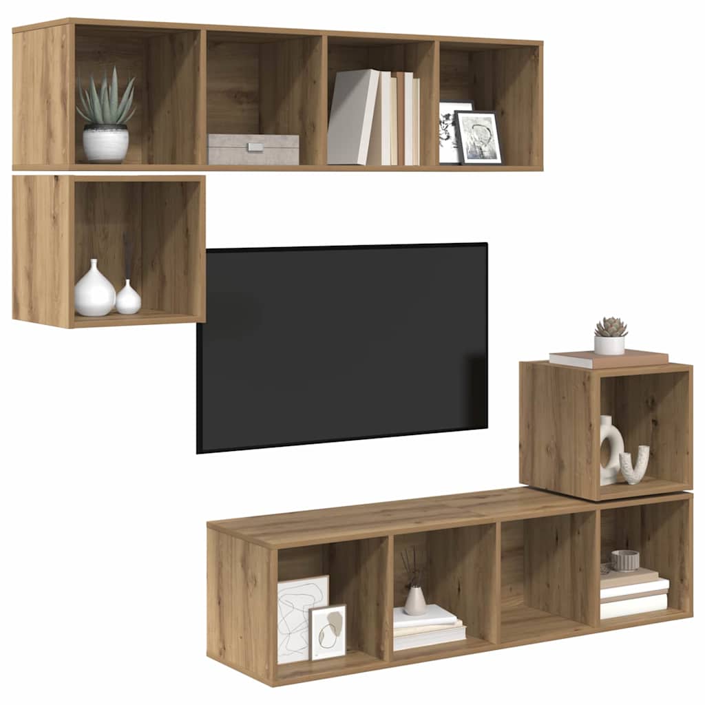 TV Cabinet Set 4 pcs 37 x 37 x 142.5 cm Artisan Oak