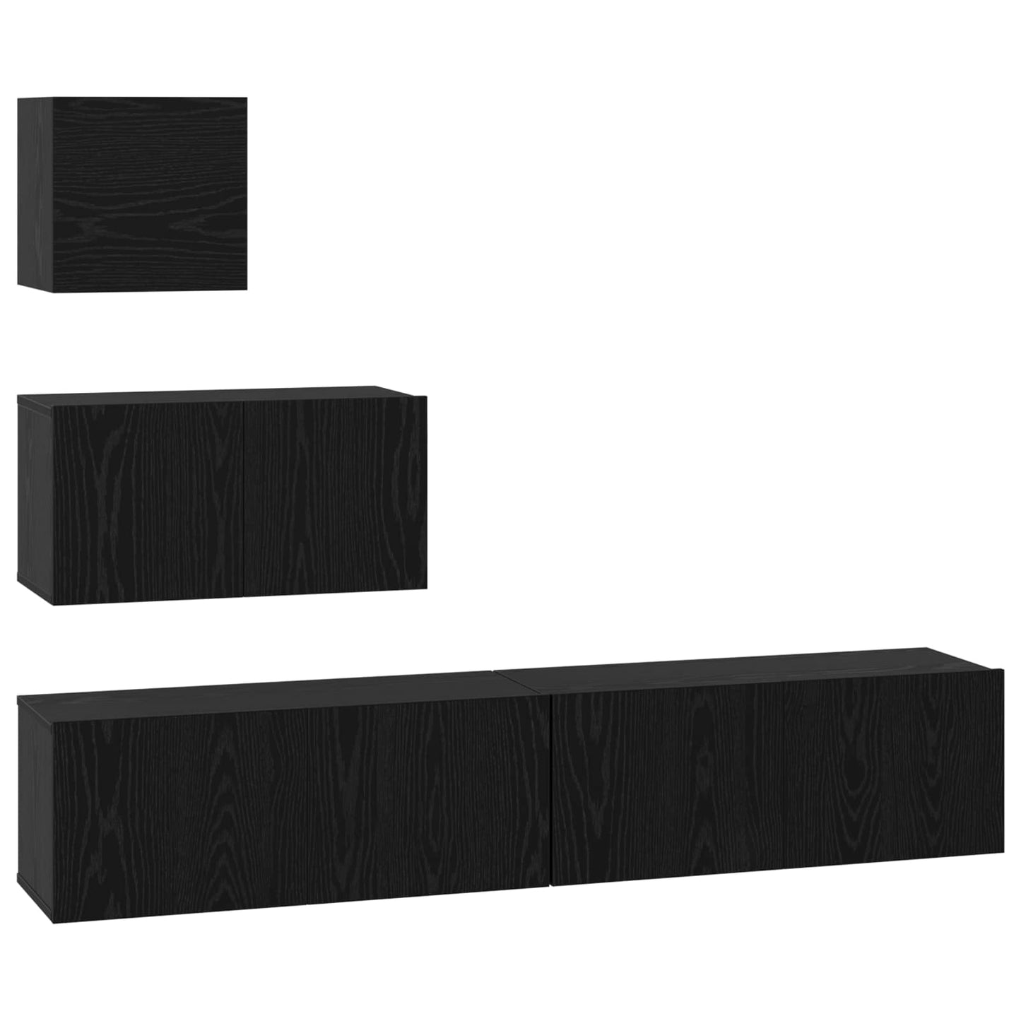 TV Cabinet Set 3 pcs Black Oak Engineered Wood