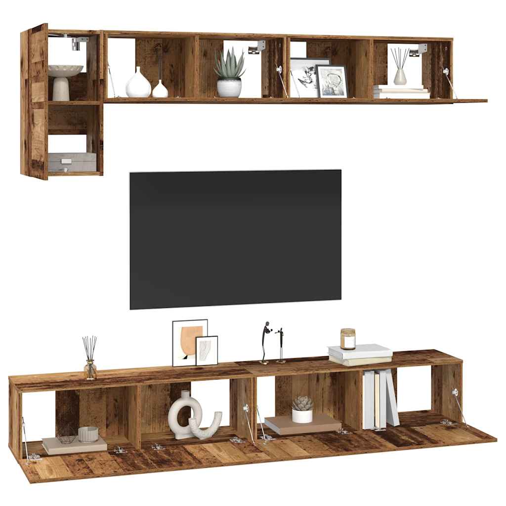 TV Cabinet Set 5 pcs Old Wood Engineered Wood