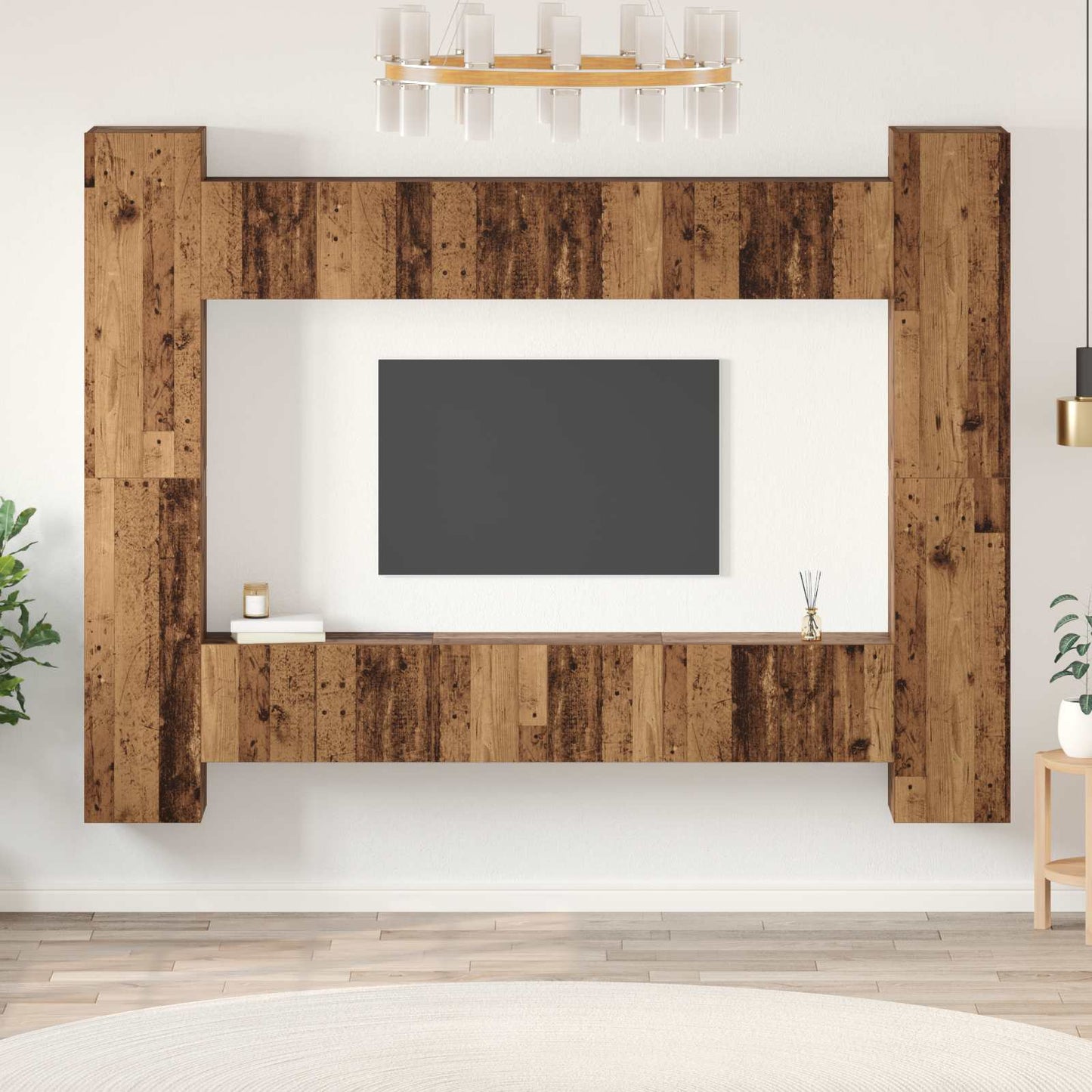 TV Cabinet Set 10 pcs Old Wood Engineered Wood