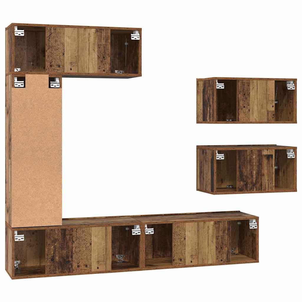 TV Cabinet Set 6 pcs Old Wood Engineered Wood