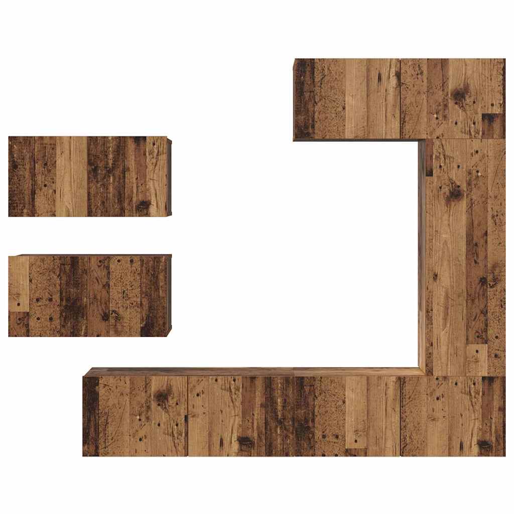 TV Cabinet Set 6 pcs Old Wood Engineered Wood