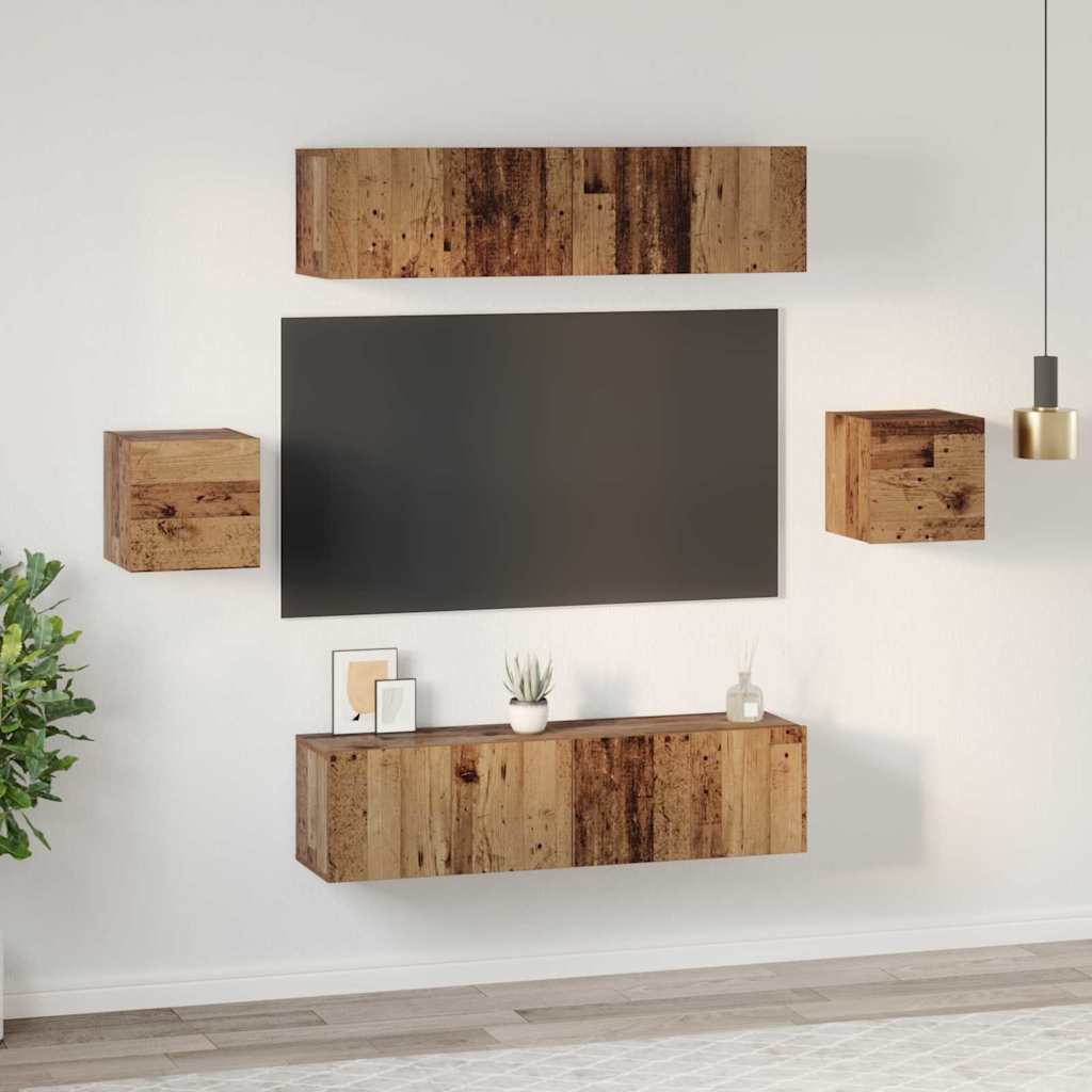 TV Cabinet Set 6 pcs 60 x 30 x 30 cm Old Wood