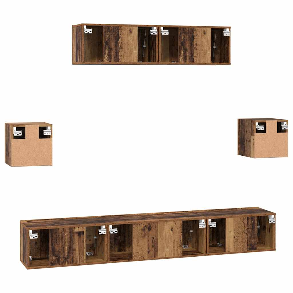 TV Cabinet Set 7 pcs 80 x 30 x 30 cm Old Wood