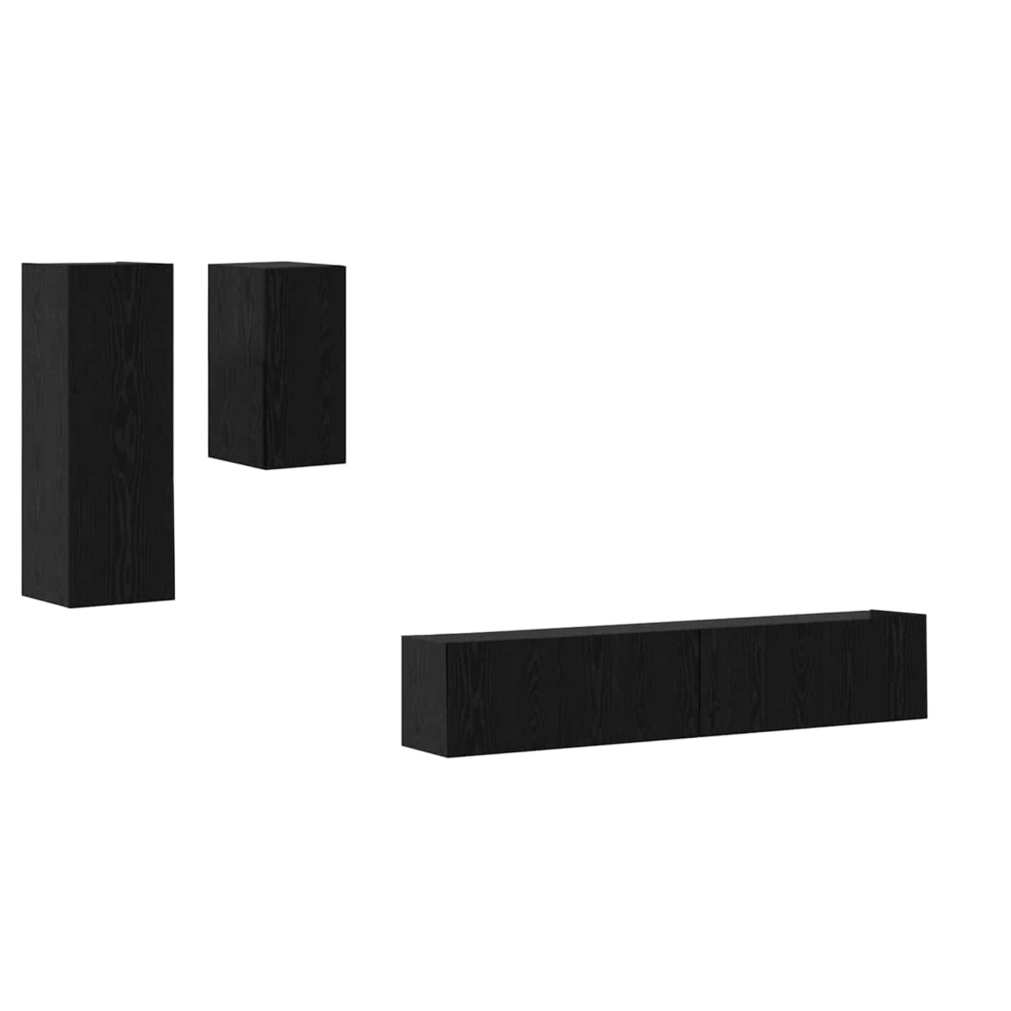 Wall TV Cabinet 3 pcs Black Oak Engineered Wood