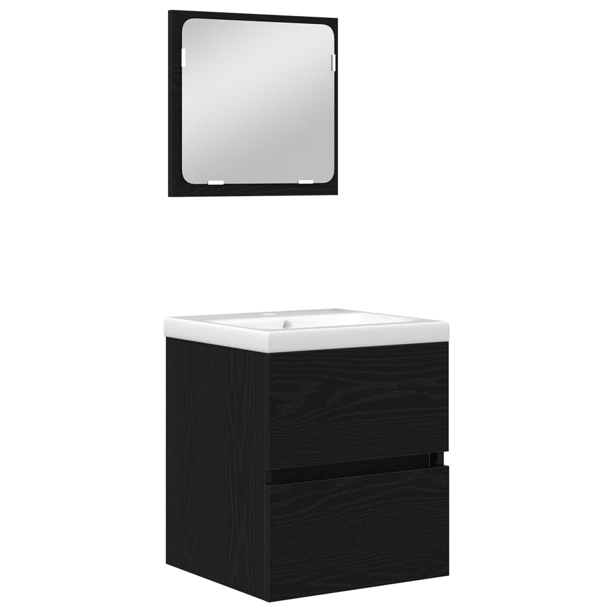 Bathroom Furniture Set 2 pcs Black Oak and White
