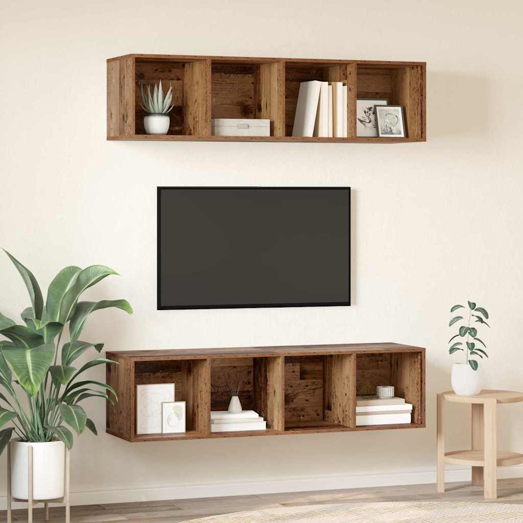 TV Cabinet Set 2 pcs 37 x 37 x 142.5 cm Old Wood