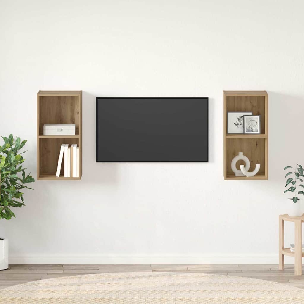 TV Cabinet Set 2 pcs 37 x 37 x 72 cm Artisan Oak