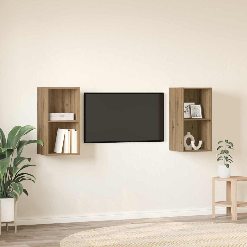 TV Cabinet Set 2 pcs 37 x 37 x 72 cm Artisan Oak