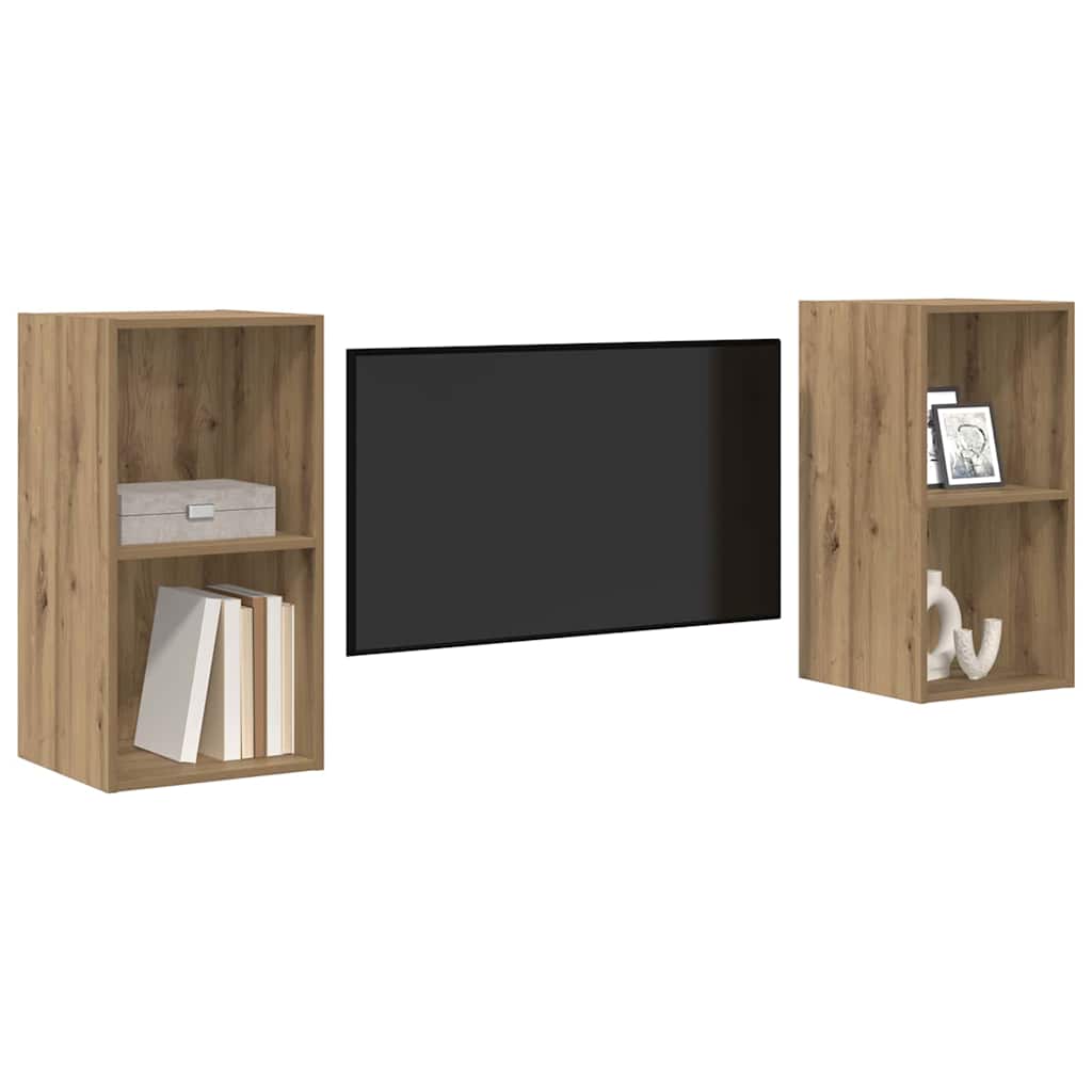TV Cabinet Set 2 pcs 37 x 37 x 72 cm Artisan Oak