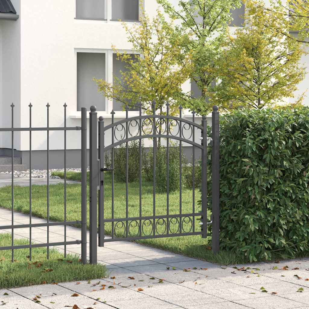 Fence Gate with Spikes EMMEN 100 x 100 cm Grey Lockable