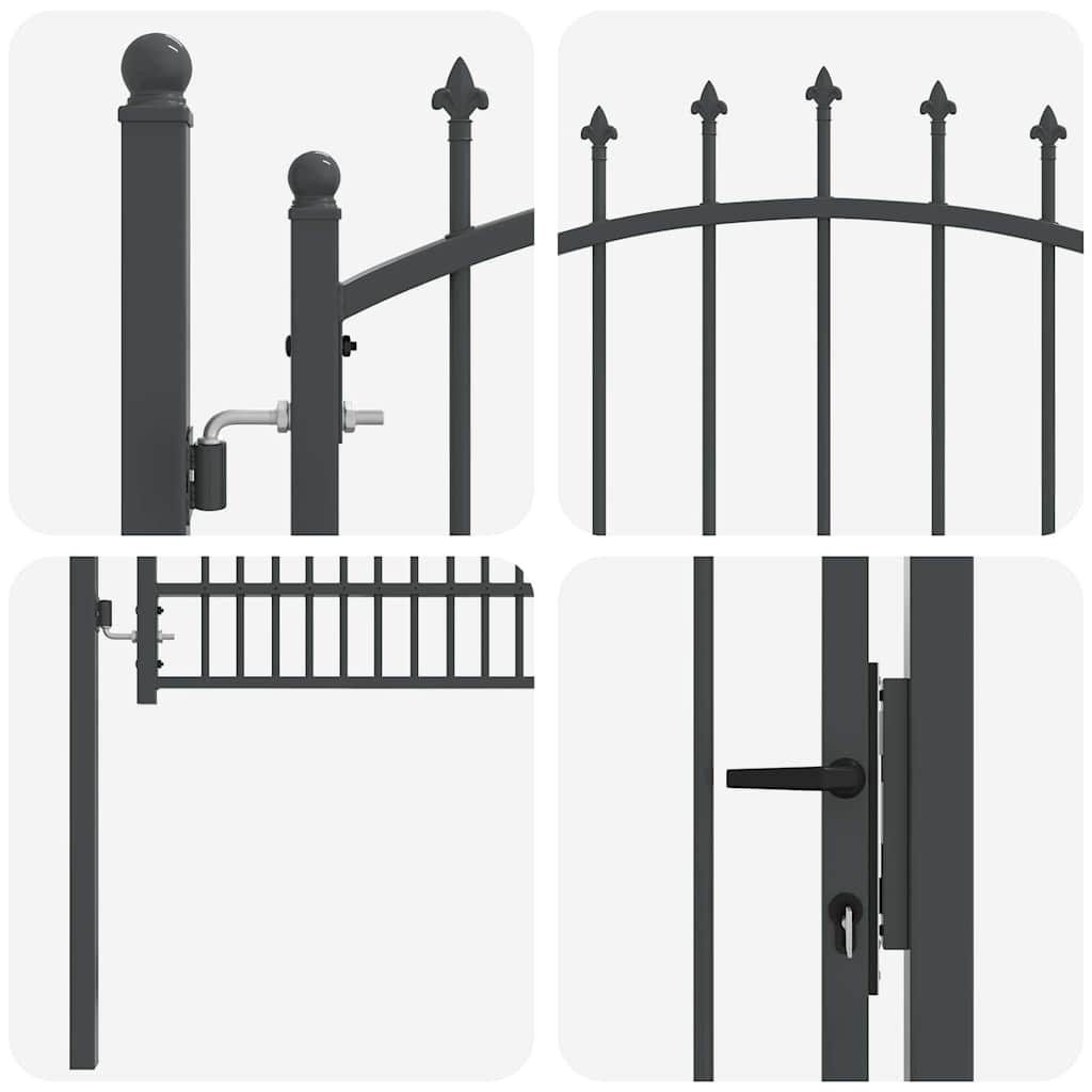 Fence Gate with Spikes EMMEN 104 x 134.5 cm Lockable