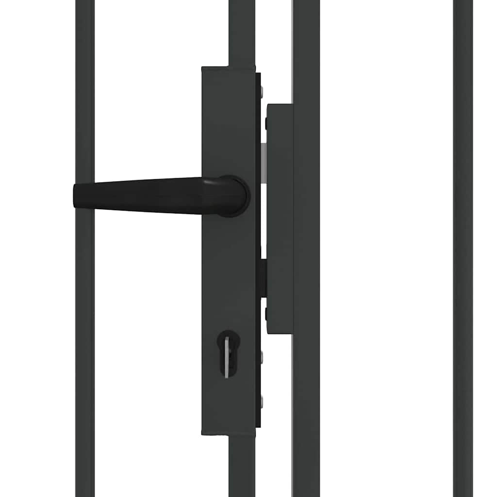 Fence Gate ASSEN 401 x 200 cm Steel Grey Lockable
