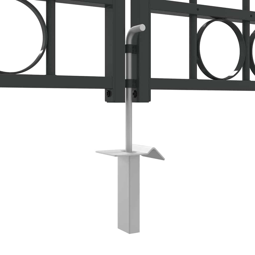 Fence Gate ASSEN 401 x 200 cm Steel Grey Lockable