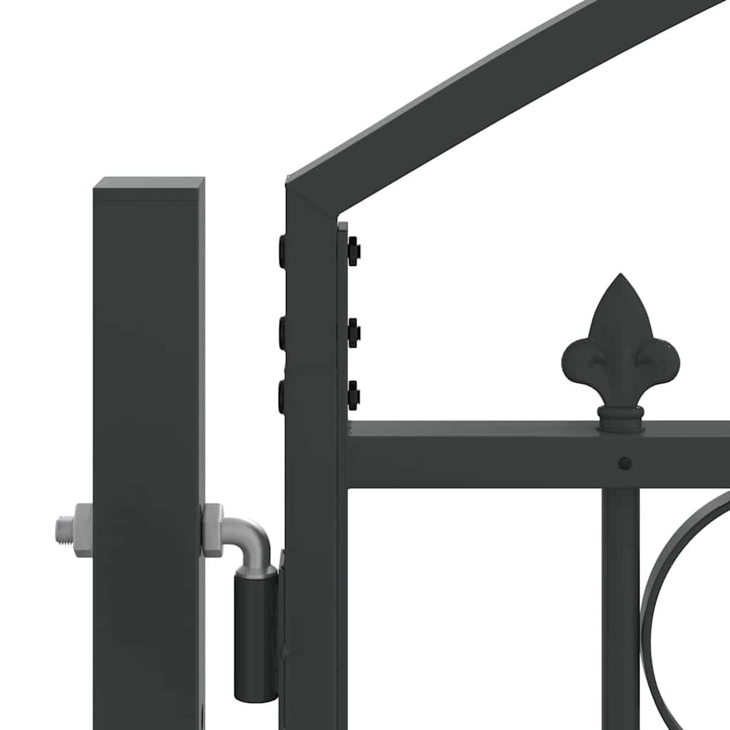 Fence Gate ASSEN 401 x 224.5 cm Steel Grey Lockable