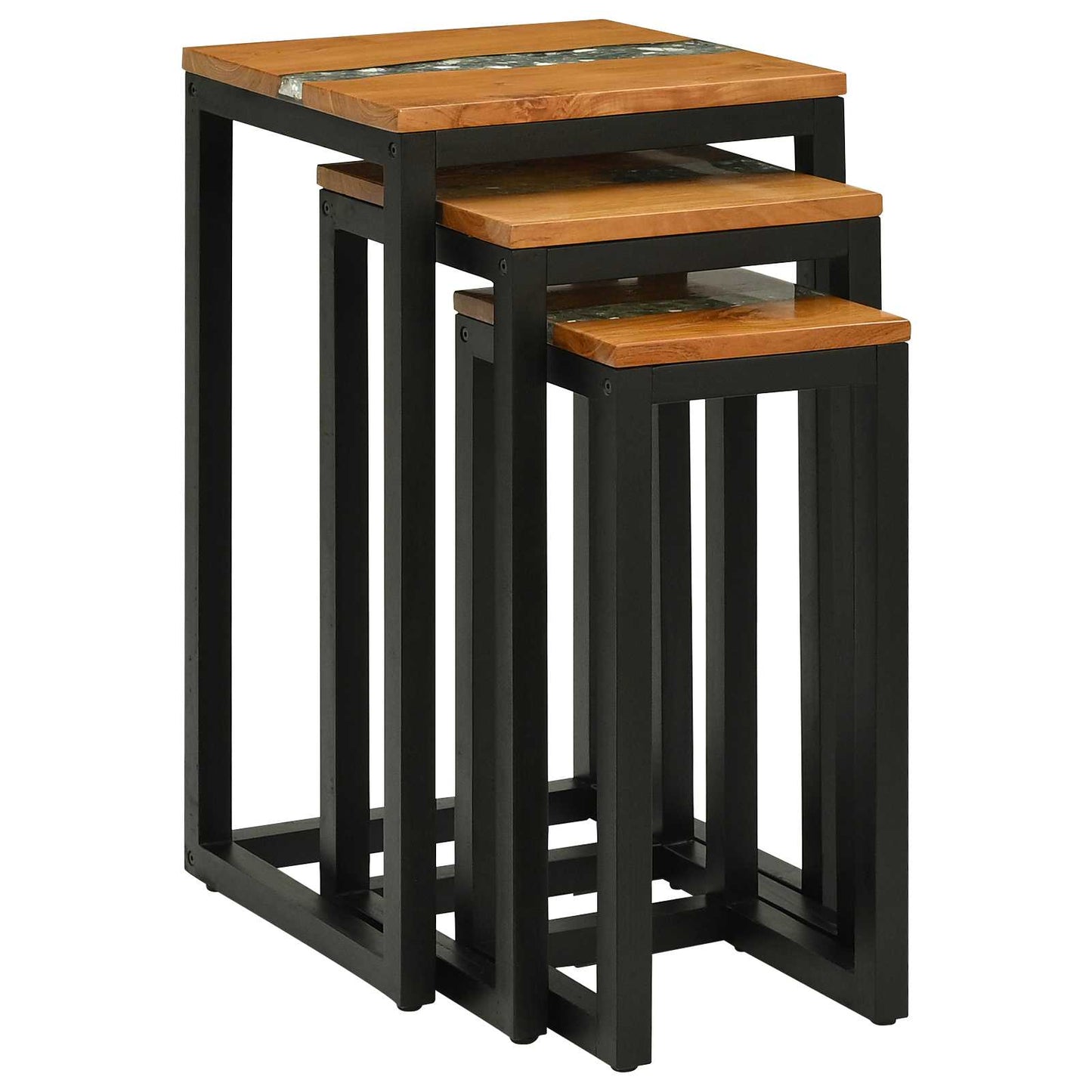Nesting Table 3 pcs Brown Solid Teak Wood