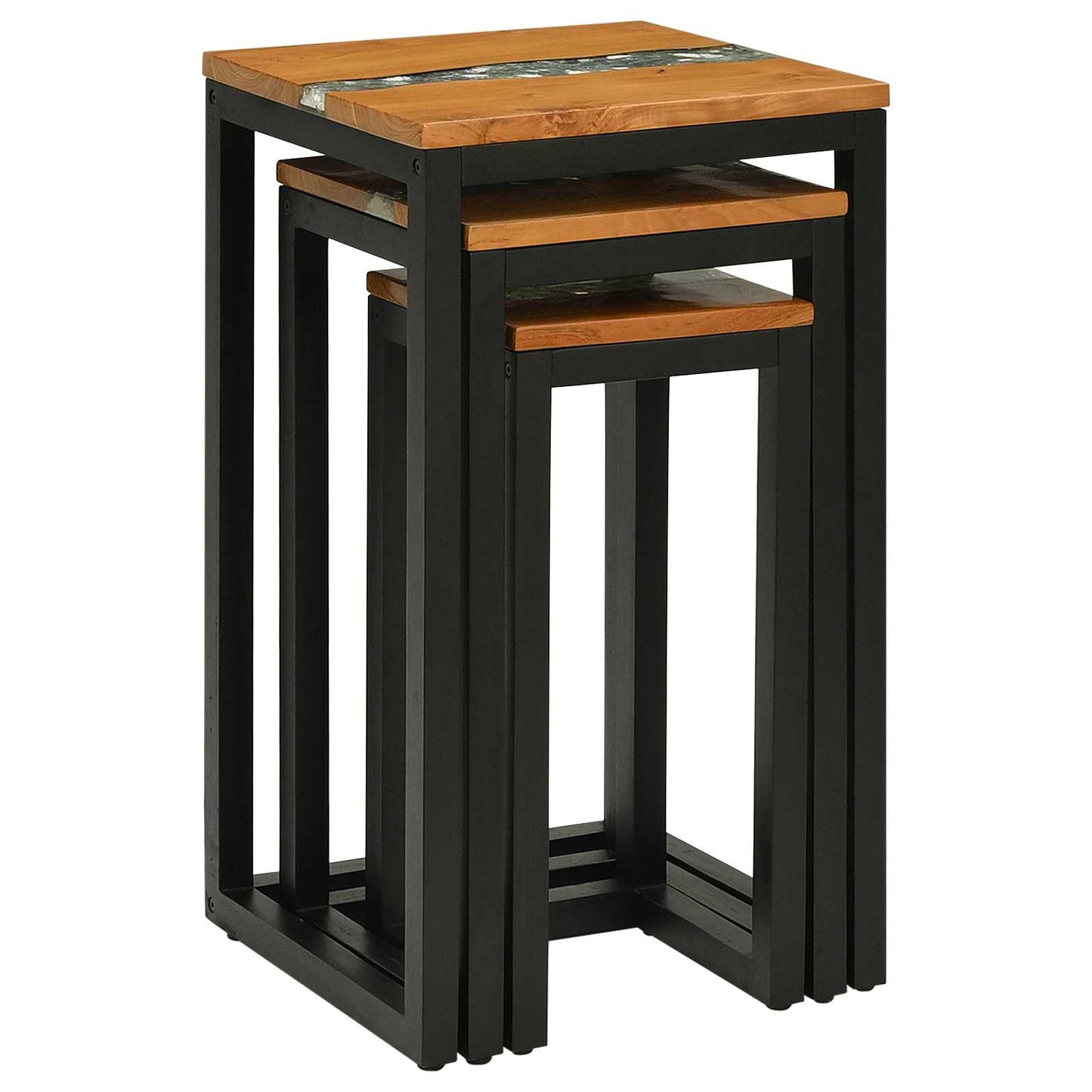 Nesting Table 3 pcs Brown Solid Teak Wood
