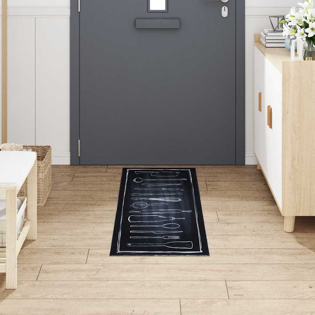 Kitchen Rug Black 150 x 45 cm Velvet