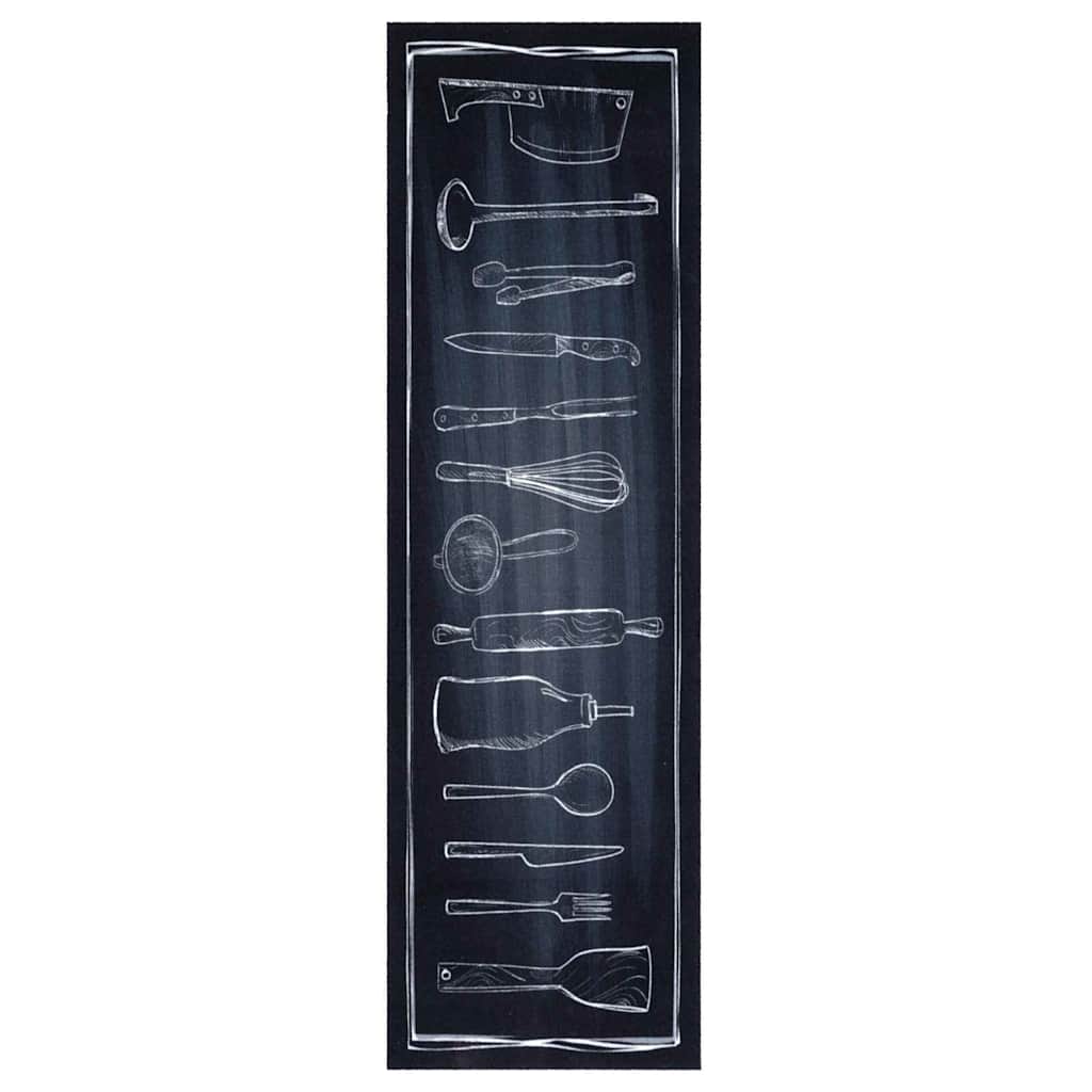 Kitchen Rug Black 150 x 45 cm Velvet