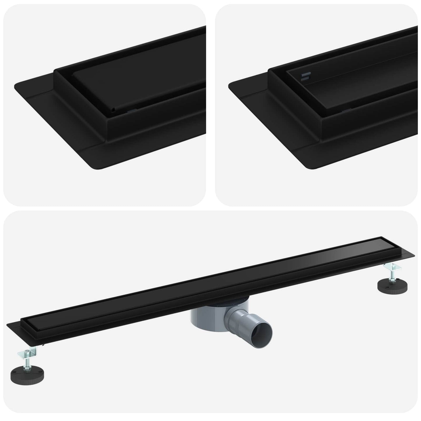 Shower Drain 2-in-1 with 360° Siphon Black 80 cm