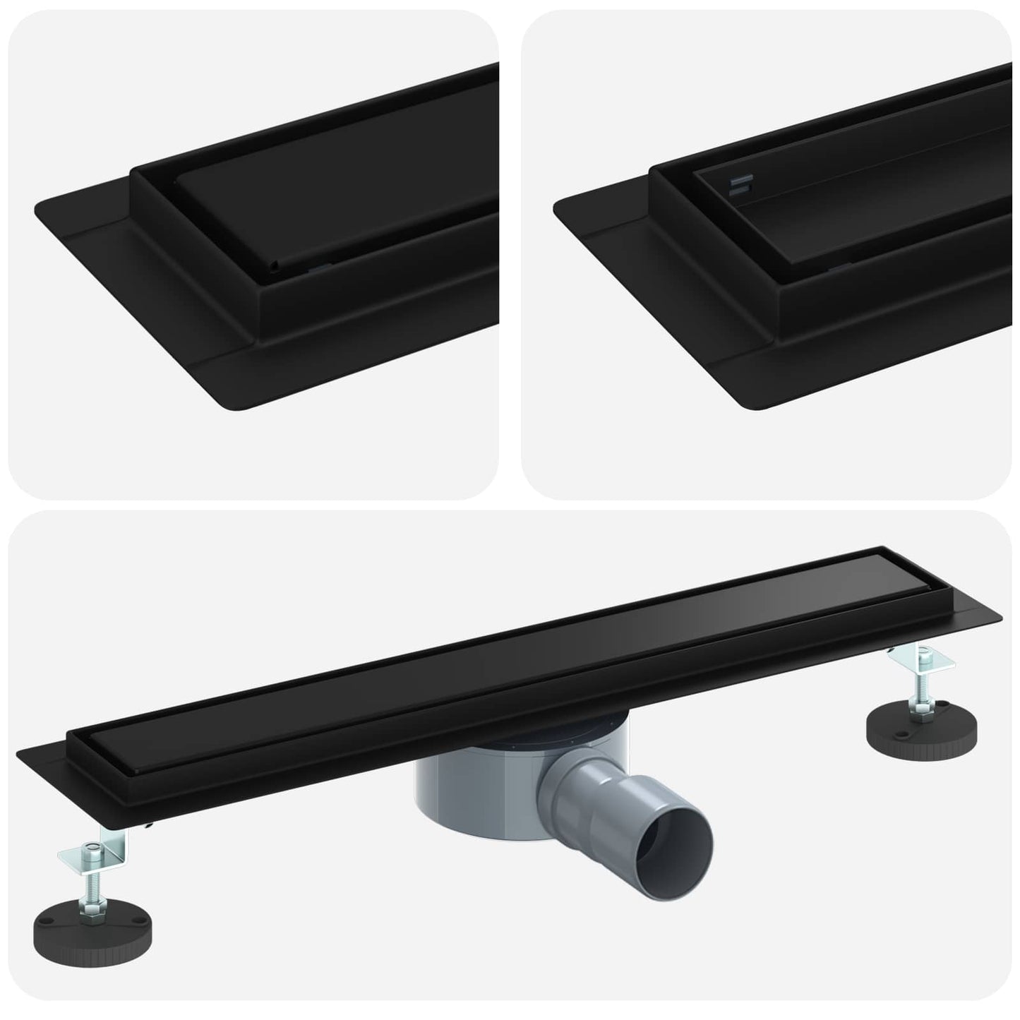 Shower Drain 2-in-1 with 360° Siphon Black 50 cm