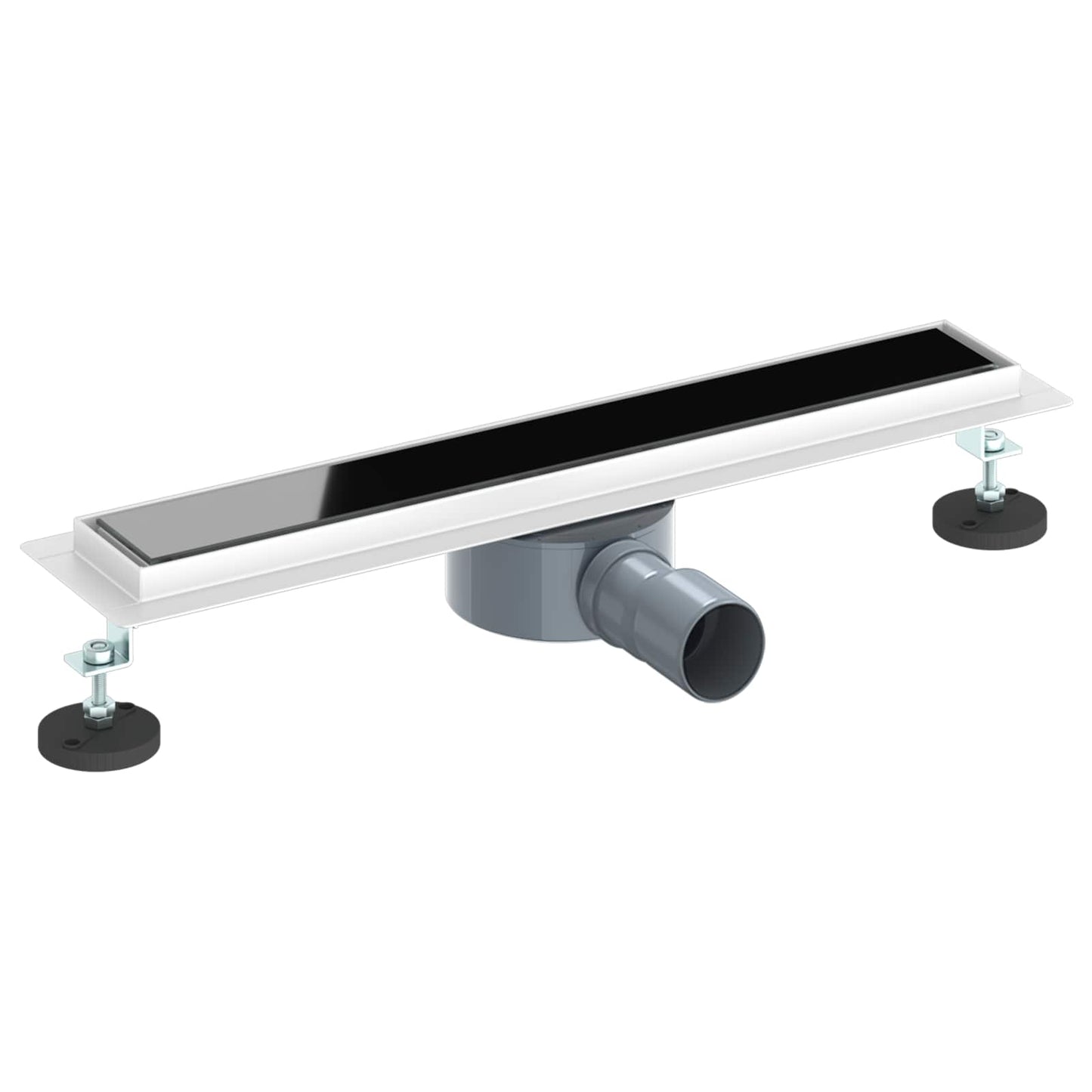 Shower Drain Glass Cover with 360° Siphon Black 50 cm