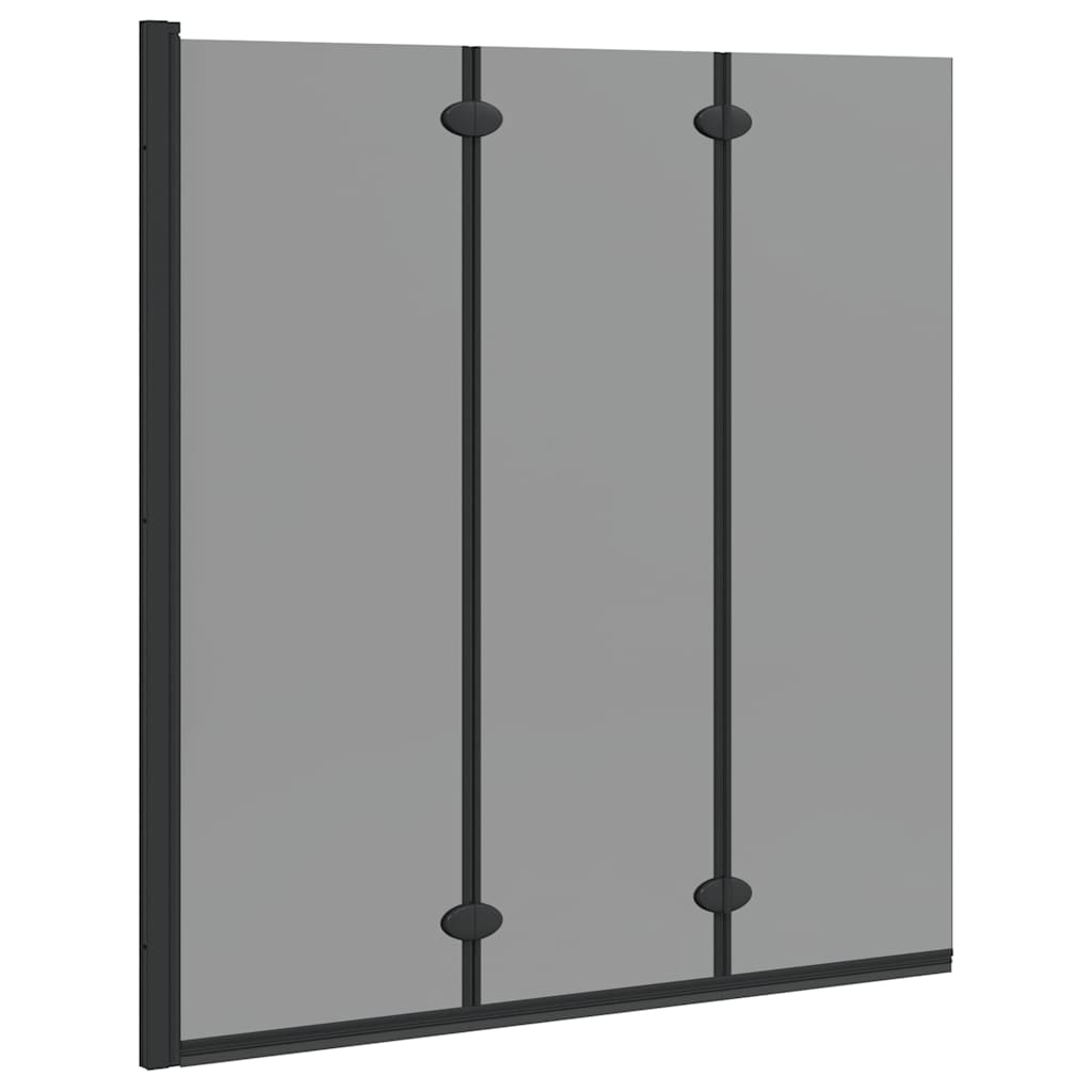 Bath Shower Screen Black 130 x 138 cm Tempered Glass
