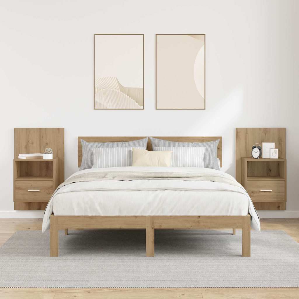 Bedside Cabinet 2 pcs Artisan Oak 50 x 32.5 x 80cm