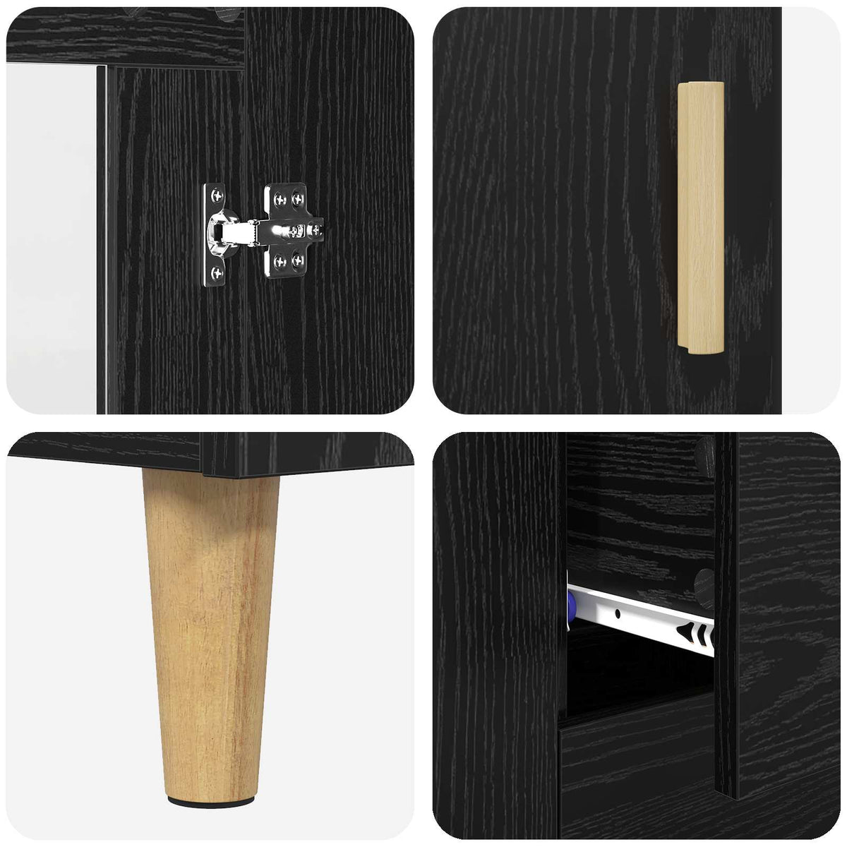 Sideboard Black Oak 69.5 x 34 x 90 cm Engineered Wood