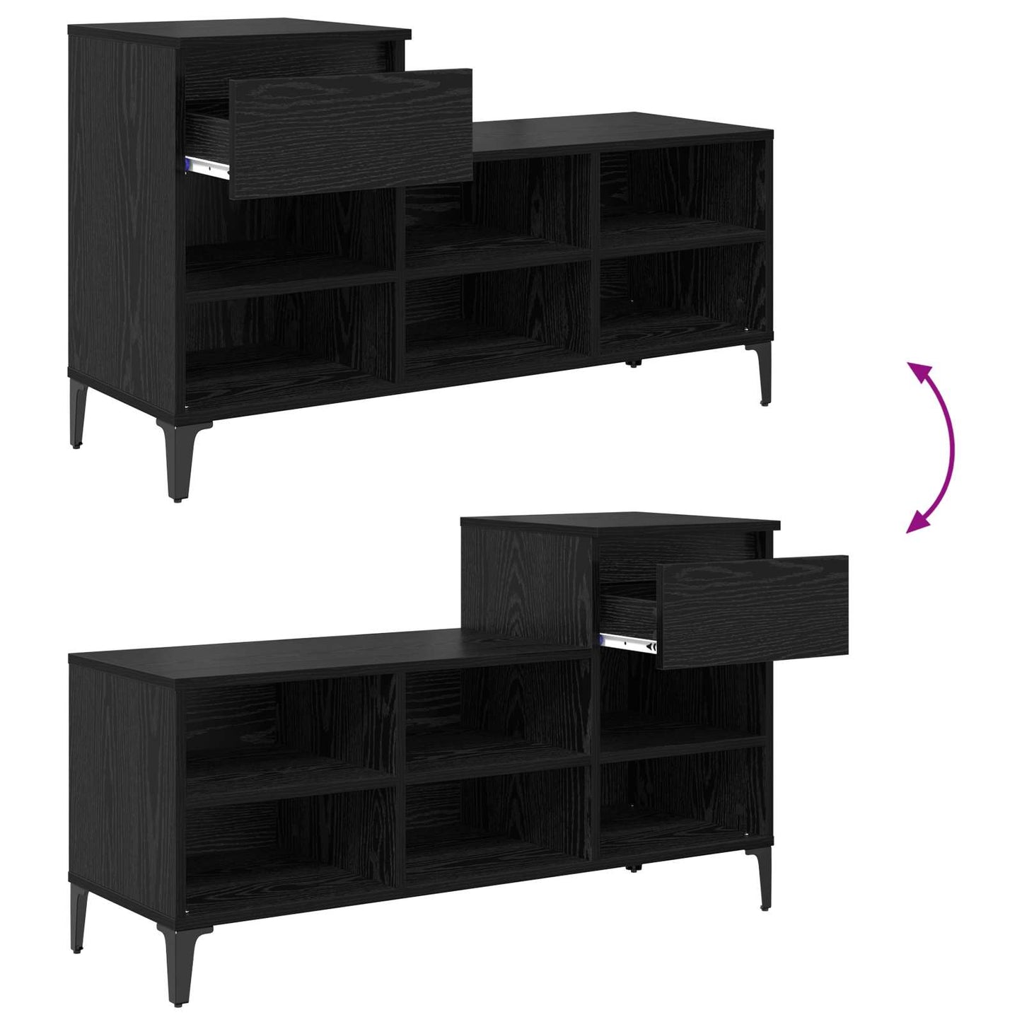 Shoe Cabinet 102 x 36 x 60 cm Engineered Wood Black Oak