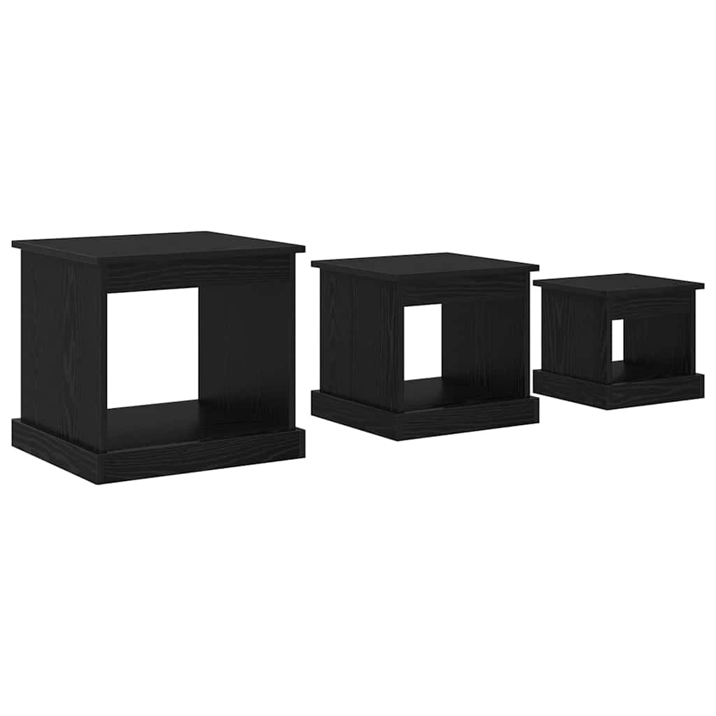 Coffee Table 3 pcs Black Oak 48 x 45 x 45 cm Engineered Wood
