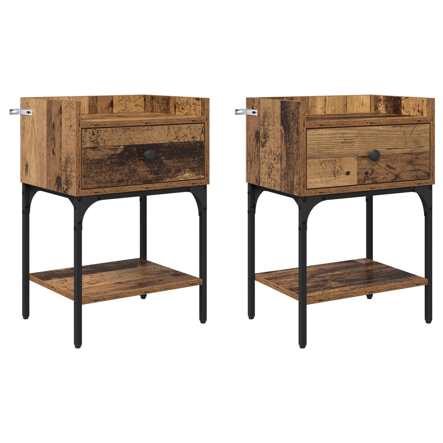 Bedside Table 2 pcs Old Wood 40 x 29 x 60 cm Engineered Wood