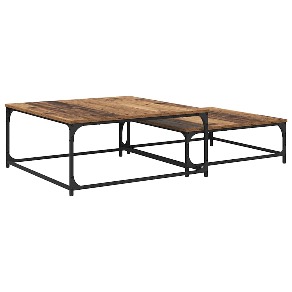 Coffee Table 2 pcs Old Wood 80 x 80 x 35 cm Engineered Wood