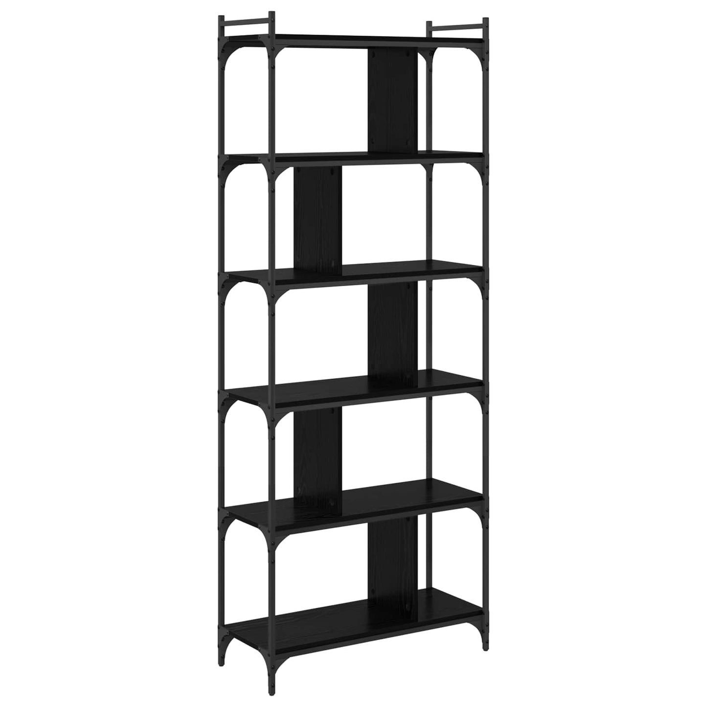 Bookcase 5-Tier 76 x 32 x 192 cm Engineered Wood Black oak