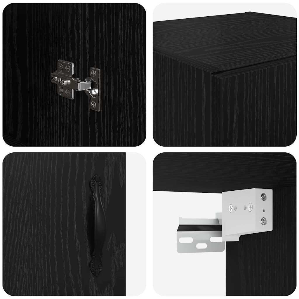 Wall Mounted Cabinet Black Oak 69.5 x 34 x 90 cm