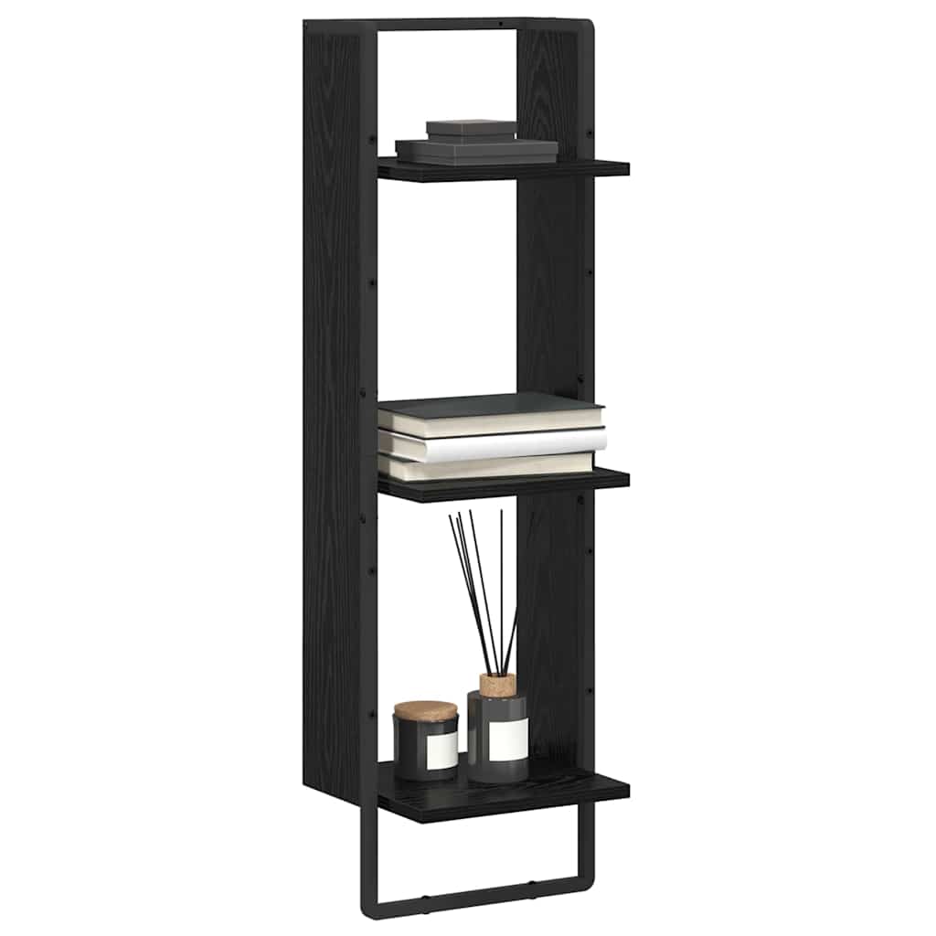 Wall Shelf Wall-Mounted Black Oak 30 x 25 x 100 cm